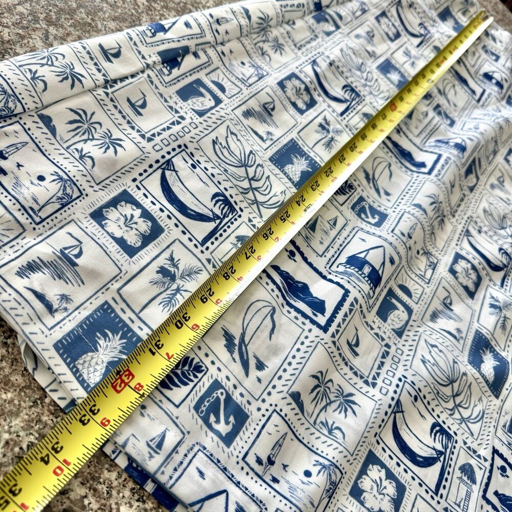 MABLE Womens Medium Wrap Midi Skirt Blue White Tropical Nautical Beach Vacation - Picture 15 of 15